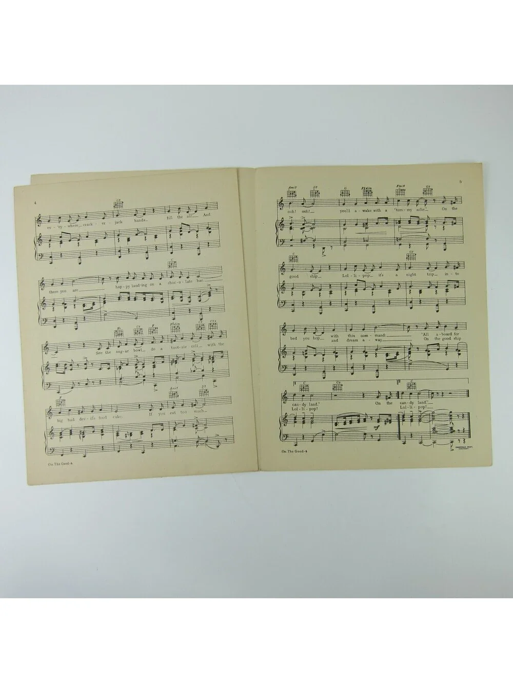 Sheet Music On The Good Ship Lollipop Bright Eyes Shirley Temple Vintage 1934